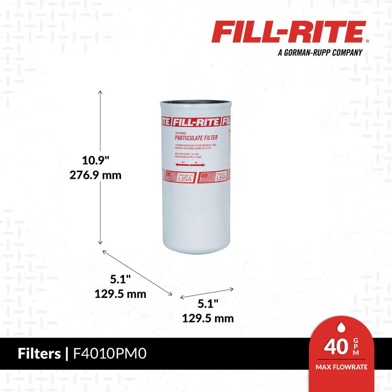 FILL RITE Fill-Rite F4010PM0 1" 40 GPM (151 LPM) 10 Micron Particulate Spin-On Fuel Filter - Image 2